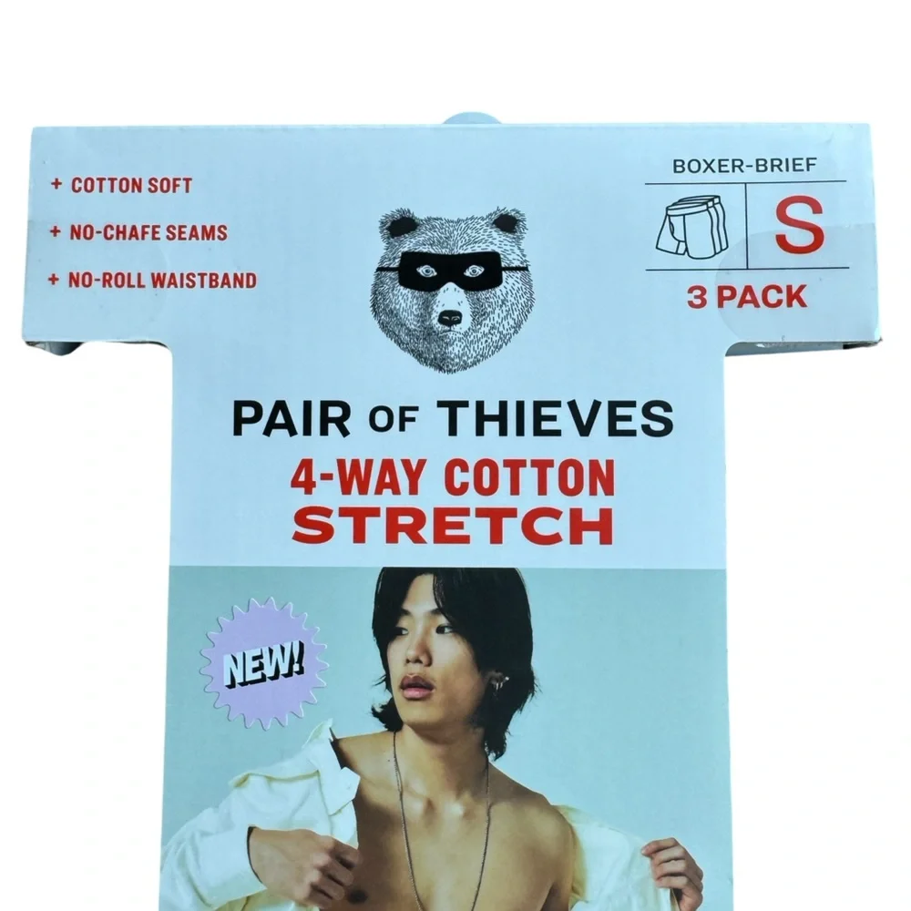 Pair of‎ Thieves Men's 4-Way Cotton Stretch Underwear - Blue and Gray Sz S NWB